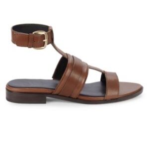 27 Edit Elva Brown Leather Ankle Strap Sandals - New